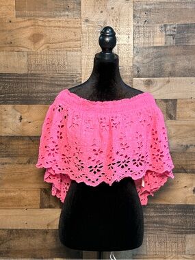NEW NWT Free People One Perla Eyelet Lace Off Should Crop Top Size XL TEP 117